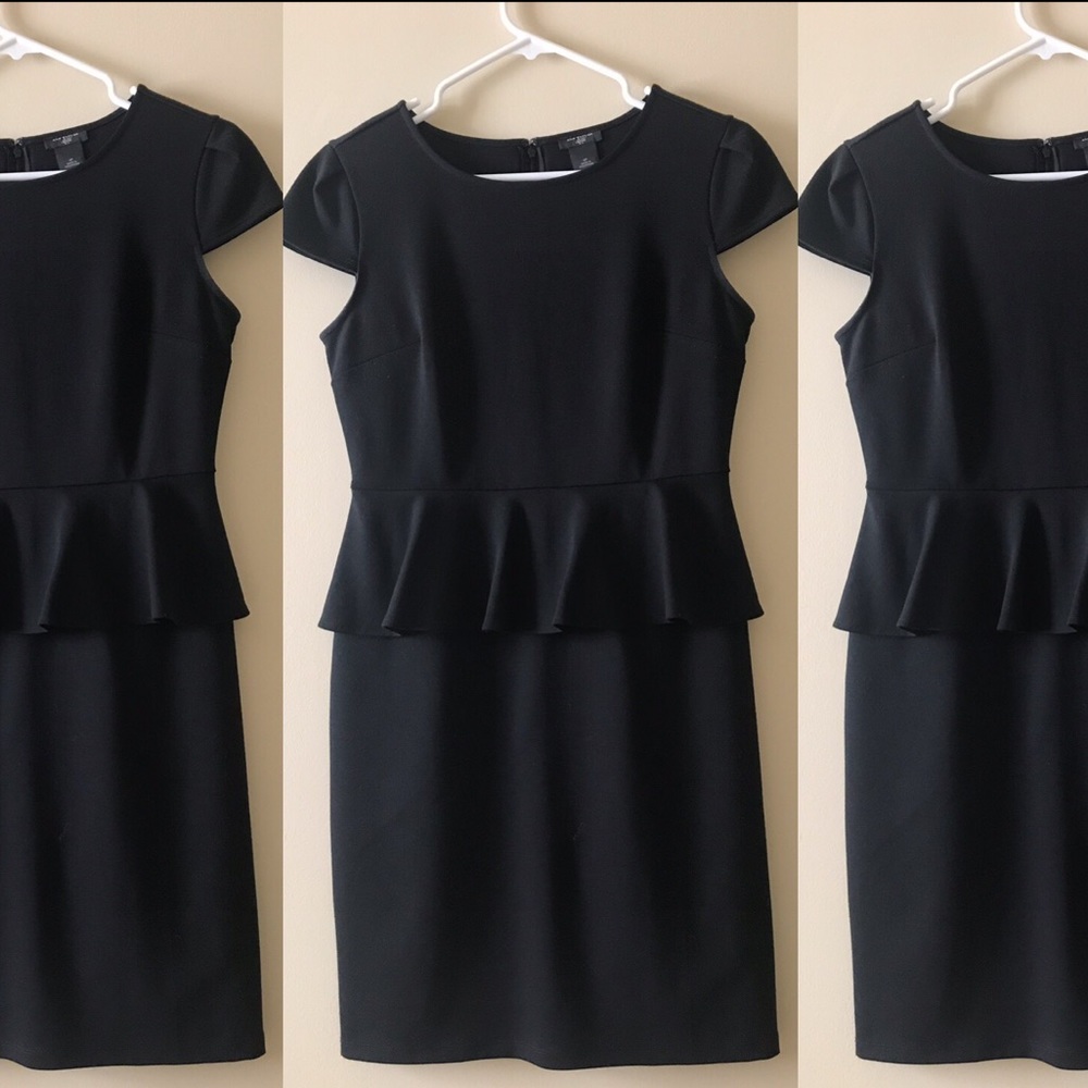 LOFT Black Peplum Dress with Cap Sleeves Size 4P